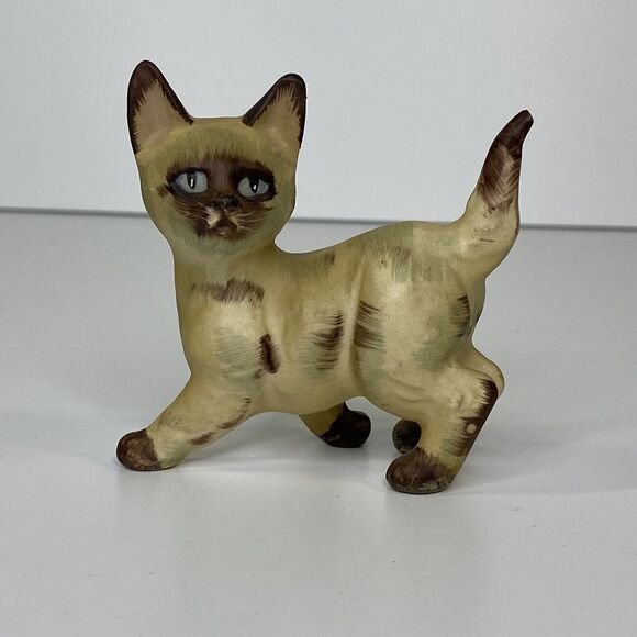Vintage Siamese Cat Figurine Hand Painted Marked 1562 Lefton? 3" Kitty - Picture 2 of 11
